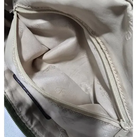 Fossil Satchel Purse Tote Green Leather Top Handles Buckle Pockets Doctors Bag - Picture 13 of 14